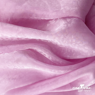 Плательная органза вытравка,100% полиэстр, шир. 150 см, #606 цв.-розовый - купить в Владикавказе. Цена 380.73 руб.