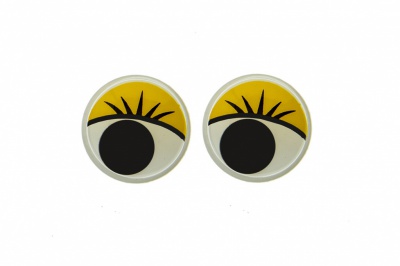 Глазки для игрушек, круглые, с бегающими зрачками, 12 мм/упак.50+/-2 шт, цв. -желтый - купить в Владикавказе. Цена: 95.04 руб.
