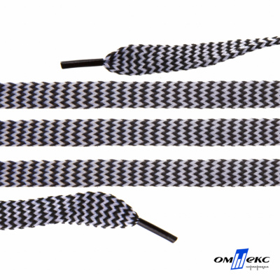 Шнурки #107-07, плоские 130 см, двухцветные цв.серый/чёрный - купить в Владикавказе. Цена: 23.03 руб.