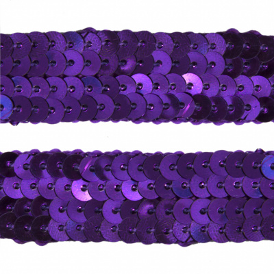 Тесьма с пайетками 12, шир. 20 мм/уп. 25+/-1 м, цвет фиолет - купить в Владикавказе. Цена: 778.19 руб.