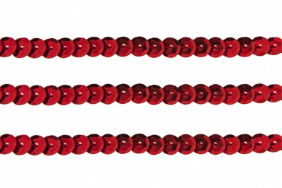 Пайетки "ОмТекс" на нитях, SILVER-BASE, 6 мм С / упак.73+/-1м, цв. 3 - красный - купить в Владикавказе. Цена: 468.37 руб.
