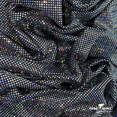 Трикотажное полотно голограмма, шир.140 см, #601-хамелеон чёрный - купить в Владикавказе. Цена 452.76 руб.