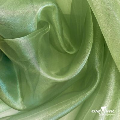 Ткань органза, 100% полиэстр, 28г/м2, шир. 150 см, цв. #27 зеленый - купить в Владикавказе. Цена 86.24 руб.