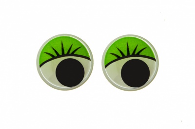 Глазки для игрушек, круглые, с бегающими зрачками, 15 мм/упак.50+/-2 шт, цв. -зеленый - купить в Владикавказе. Цена: 113.01 руб.