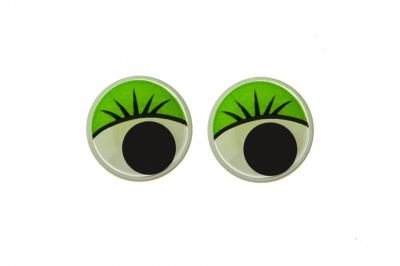 Глазки для игрушек, круглые, с бегающими зрачками, 12 мм/упак.50+/-2 шт, цв. -зеленый - купить в Владикавказе. Цена: 95.04 руб.