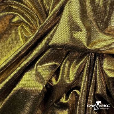 Трикотажное полотно голограмма, шир.140 см, #602 -чёрный/золото - купить в Владикавказе. Цена 385.88 руб.