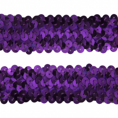 Тесьма с пайетками 12, шир. 30 мм/уп. 25+/-1 м, цвет фиолет - купить в Владикавказе. Цена: 1 098.48 руб.
