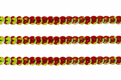 Пайетки "ОмТекс" на нитях, CREAM, 6 мм С / упак.73+/-1м, цв. 96 - красный - купить в Владикавказе. Цена: 484.77 руб.