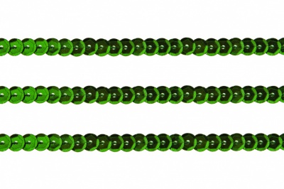 Пайетки "ОмТекс" на нитях, SILVER-BASE, 6 мм С / упак.73+/-1м, цв. 4 - зеленый - купить в Владикавказе. Цена: 484.77 руб.