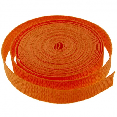Стропа текстильная, шир. 25 мм (в нам. 50+/-1 ярд), цвет оранжевый - купить в Владикавказе. Цена: 409.94 руб.