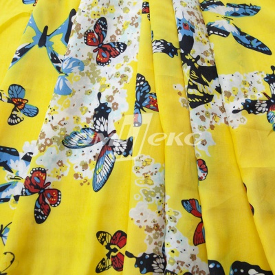 Плательная ткань "Софи" 7.2, 75 гр/м2, шир.150 см, принт бабочки - купить в Владикавказе. Цена 241.49 руб.