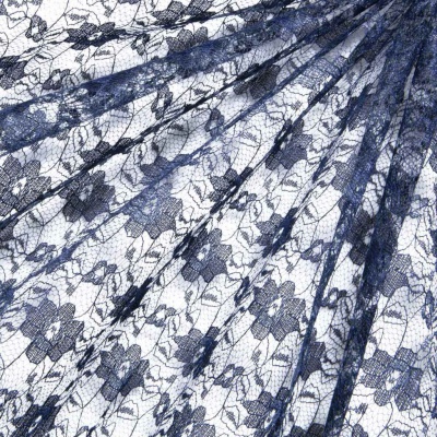 Кружевное полотно гипюр 10102, шир.150 см, цвет т.синий/dark blue - купить в Владикавказе. Цена 177.14 руб.