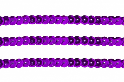 Пайетки "ОмТекс" на нитях, SILVER-BASE, 6 мм С / упак.73+/-1м, цв. 12 - фиолет - купить в Владикавказе. Цена: 300.55 руб.